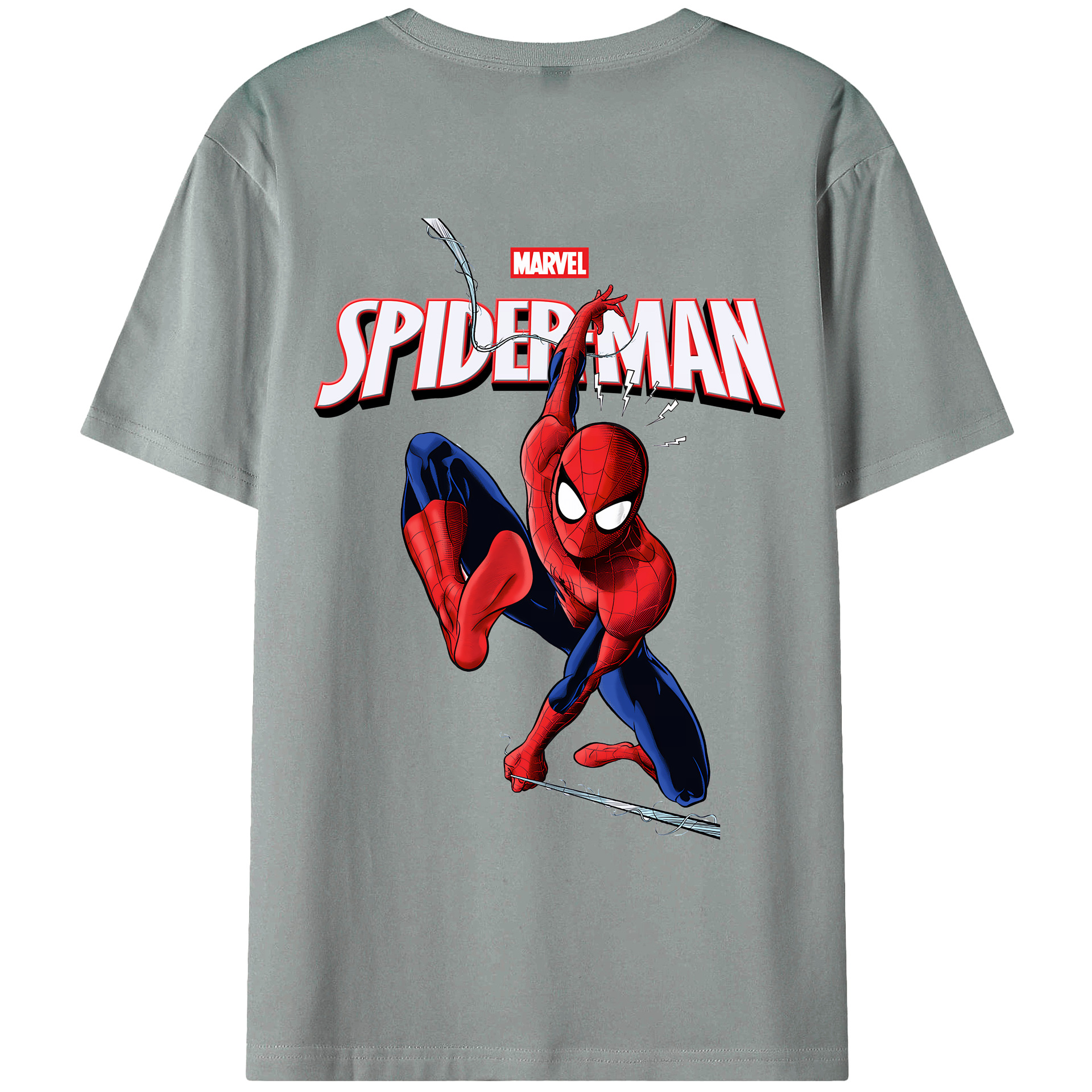 （画像用） Spider Man スパイダーマン 綿100％ メンズ半袖Tシャツ（バックプリント） 通気性